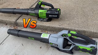 Powerful Cordless Leaf Blowers Comparison  Greenworks 580 CFM Vs EGO Power 615 CFM Leaf Blower [upl. by Gazzo883]