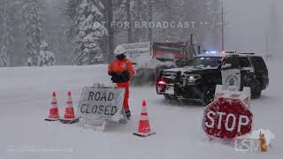 03022024 Truckee CA  Jackknifed Semi in Blizzard Conditions CHP Closure Traffic Control [upl. by Aylat]