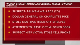 Woman steals from Dollar General Assaults victim [upl. by Ellennahc]