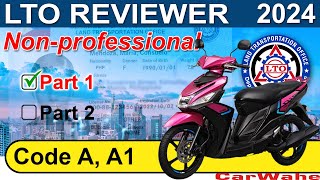 PART 1 of 2 LTO Exam Reviewer 2024 ENGLISH  Code A A1 MOTORCYCLE Nonprofessional  CarWahe [upl. by Iris880]