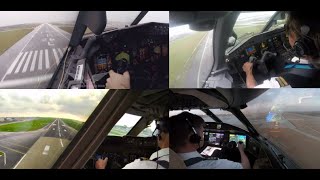 5 HARD COCKPIT LANDINGS Compilation of stormy landings from the cockpit view [upl. by Fitz88]