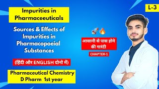 L3। CH1। Impurities in Pharmaceuticals D Pharma 1st year। Sources amp effects of Impurities। [upl. by Ronnoc]