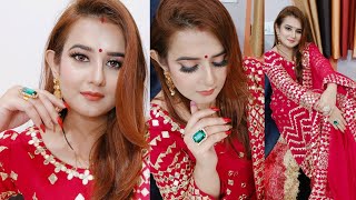 Newly Married Makeup Look With Red Dress Soft Glam Makeup for New BrideBridal MakeupSWATI BHAMBRA [upl. by Arremat]