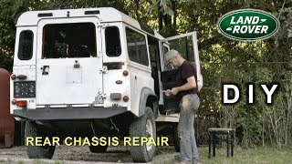 LAND ROVER 110 Chassis Repair  DIY Rear Cross Member [upl. by Imrots272]