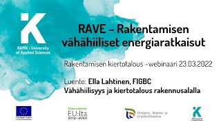 Vähähiilisyys ja kiertotalous rakennusalalla Ella Lahtinen FIGBC [upl. by Palladin]