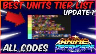 UPDATE 1 BEST UNITS TIER LIST IN ANIME DEFENDERS  ALL CODES [upl. by Lucais488]