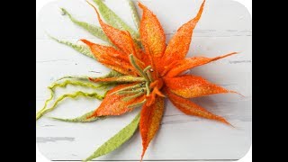 How to DIY felting tutorial on a flower Spiky Orange Flower  Felted Brooch [upl. by Eenet539]