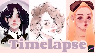 Portraits In Procreate ✎ Procreate SpeedPaint  Procreate compilation [upl. by Marvin]