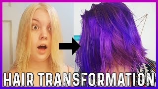 4 Dyes 1 Hair Color Tutorial Custom Neon PurpleBlue [upl. by Danais605]