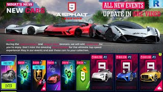 ASPHALT 9 ALL NEW EVENTS UPDATE  ASPHALT 9 NEW SEASON EVENTS DETAILS  ASPHALT 9 [upl. by Latsyrc776]