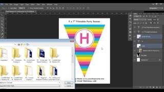 How to make a printable party banner in Photoshop pennant flag bunting diy party decorations [upl. by Leblanc]