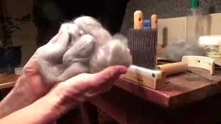 Combing Angora Rabbit fiber with Valkyrie SuperFines [upl. by Tem]