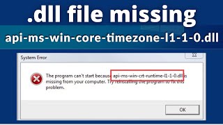 The program cant start because apimswincrtruntimel110dll is missing from your Computer [upl. by Denison]