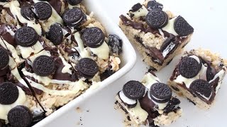 Cookies amp Cream Rice Krispie Squares RECIPE [upl. by Nrev599]