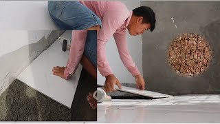 How To Installation Ceramic Tiles Ground Floor 60x60 cm Ceramic Tiles  Construction Technology [upl. by Eleon]