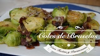 Coles de Bruselas con Tocino y Queso Parmesano  Mi Cocina Rápida [upl. by Eira]