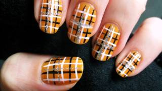 Easy Halloween Plaid Nails [upl. by Nilecoj]