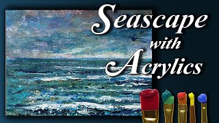 ASMR Ocean WavesAbstract SEASCAPE Easy Acrylic Painting using palette knife [upl. by Noah]