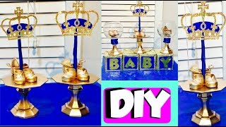 Inexpensive DIY Royal Prince Party Centerpieces  DIY Baby Shower ideas dollar store edition [upl. by Elin]