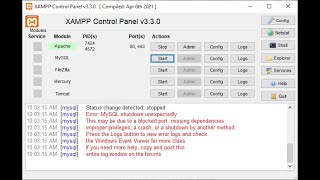 How to solve XAMPP MySQL error Not Start [upl. by Inal565]