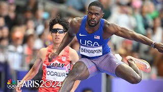 Rai Benjamin in cruise control to open 2024 Paris Olympics with 400m hurdle heat win  NBC Sports [upl. by Cummins]