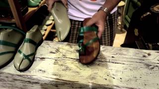 Leather sandals workshop NafplioGreek sandals [upl. by Akkinahs]