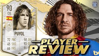 90 SBC MID ICON PUYOL PLAYER REVIEW FIFA 22 ULTIMATE TEAM [upl. by Culley]