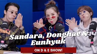 Darahae Moments Sandara Park Donghae and Eunhyuk on the D amp E Show [upl. by Leirbag636]