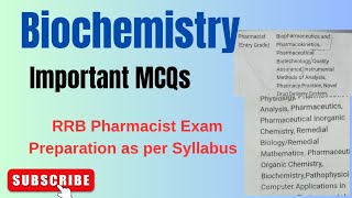 Biochemistry Important MCQs I RRB Pharmacist as per syllabusrailwaypharmacistrrbpharmacist [upl. by Remmer]