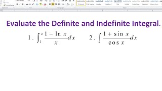 Evaluate the Definite and Indefinite Integral [upl. by Einimod]