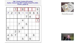 Sudoku classique par Siniša Hrga WPF Sudoku Grand Prix 2023 round 3 puzzle 4 [upl. by Anahsat]