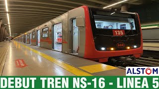 Metro De Santiago  Debut del Tren NS16 en Linea 5 [upl. by Rydder]