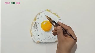 Realistic fried egg drawing 🖌️ for beginners step by step😊 [upl. by Nittirb]