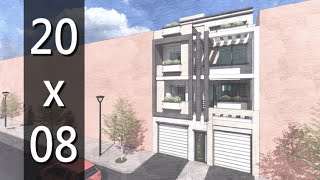 تصميم فيلا عصرية 160 م² بواجهة واحدة 8 متر مع مسبح بكل التفاصيل 😘 Modern villa design of 160 m² [upl. by Johanna]