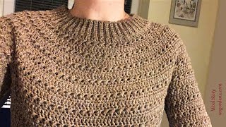 Warm Crochet Top Down Sweater with Sleeves  Heklani džemper [upl. by Aneekas488]