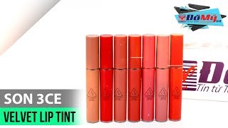 Son 3CE Velvet Lip Tint  3CE Kem  Review amp swatch Son 3CE  Phân Biệt Thật Giả Son 3CE  Đồ Mỹ [upl. by Hylton]