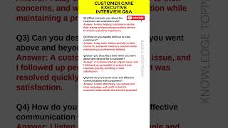 Customer Care Executive Interview Questions and Answers [upl. by Ahtabbat]