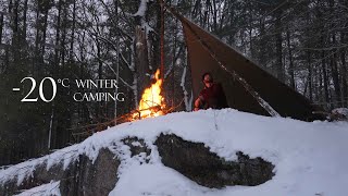 3 Days Solo Winter Camping with a Tarp in the Snow [upl. by Earized]