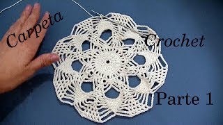 CARPETA a crochet o ganchillo PARTE 1 diseño redondo tutorial paso a paso Moda a Crochet [upl. by Kirat]