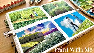 Paint With Me ⎥Studio Ghibli Landscape Gouache Painting  Relaxing Art 🌱 [upl. by Adnawyek]