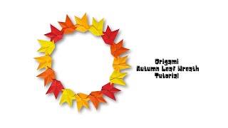 Easy Thanksgiving origami wreath tutorial for kids amp beginners DIY Thanksgiving crafts Autumn Leaf [upl. by Dinnage846]