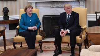 No Handshake at TrumpMerkel PhotoOp [upl. by Fabyola]