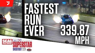 The Fastest Drag Racing Run Ever Laid Down At PRO Superstar Shootout [upl. by Aoniak835]