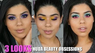 3 EASY LOOKS 1 PALETTE  HUDA BEAUTY OBSESSIONS PALETTE TUTORIAL [upl. by Enneillij]