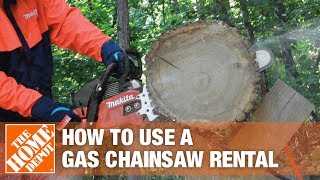 How to Use Makita Gas Chainsaw Rentals  The Home Depot [upl. by Lazaro]