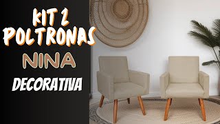 KIT COM 2 POLTRONAS NINA DECORATIVAS EM SUEDE PARA SALA OU QUARTO [upl. by Yrrab233]