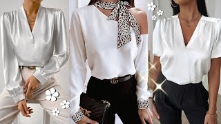 BELLOS OUTFITS con BLUSA BLANCA  LOOKS ELEGANTES con Blusas EN COLOR BLANCO 🤍 [upl. by Irb]