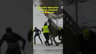 Återställ våtmarker försöker sabotera Vasaloppet men möter hinder på vägen sverige dalarna [upl. by Evelunn]