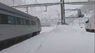 SBB Trains in the wintertime at Goeschenen Gotthardnorthtunnel Part 3 [upl. by Antonina]