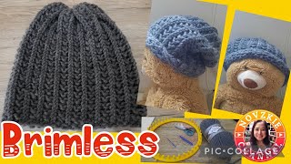 BRIMLESS HAT On Big Loom for BIGINNERS  Slouchy Beanie  DIY [upl. by Bell292]